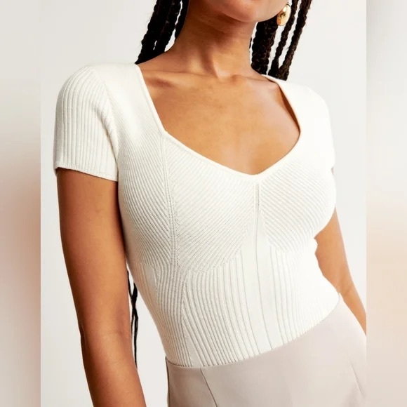 Abercrombie & Fitch Tops - A&F Short-Sleeve Sweetheart Sweater Bodysuit